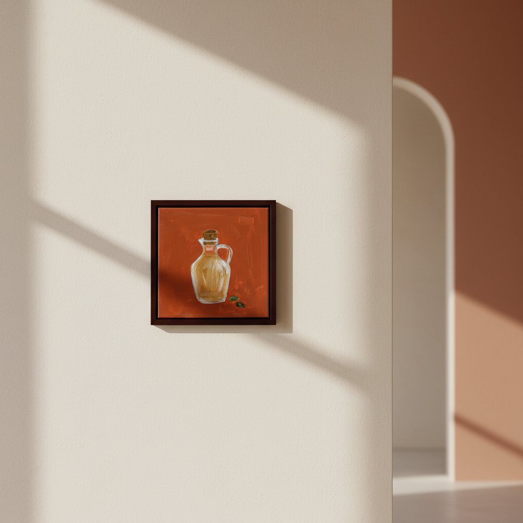 Passa o azeite Painting on a warm cream and terracotta Portuguese-inspired wall