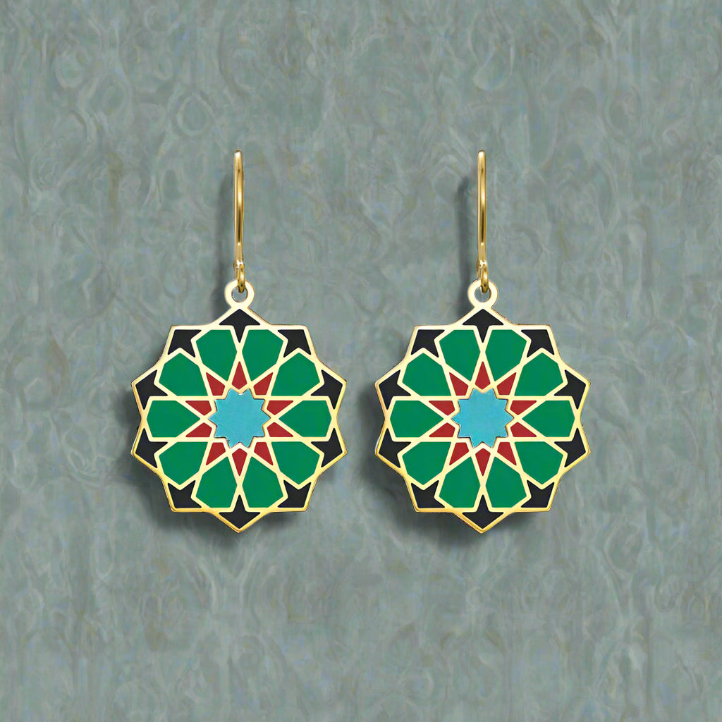 Islamic Tiles Inspired Earrings Siraj Watermelon