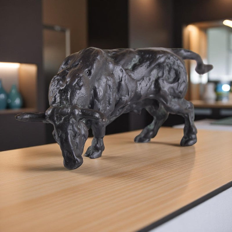 Grazing Bull in Bronze