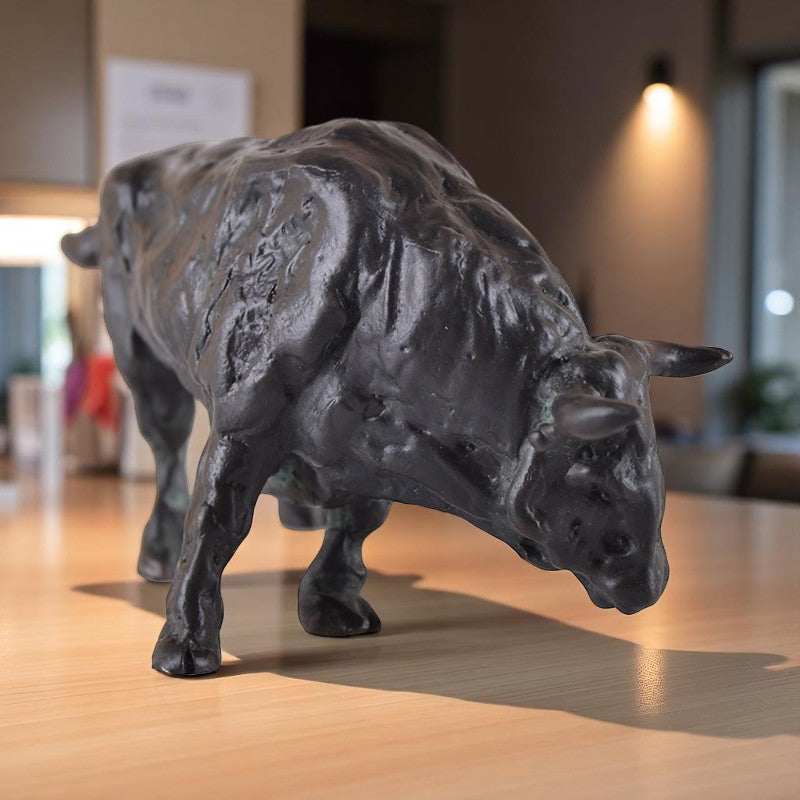 Grazing Bull in Bronze