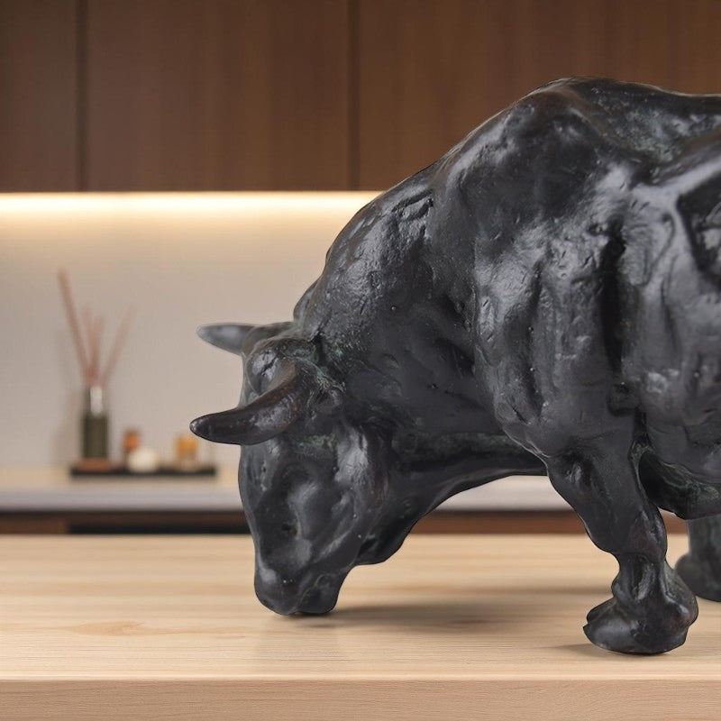 Grazing Bull in Bronze