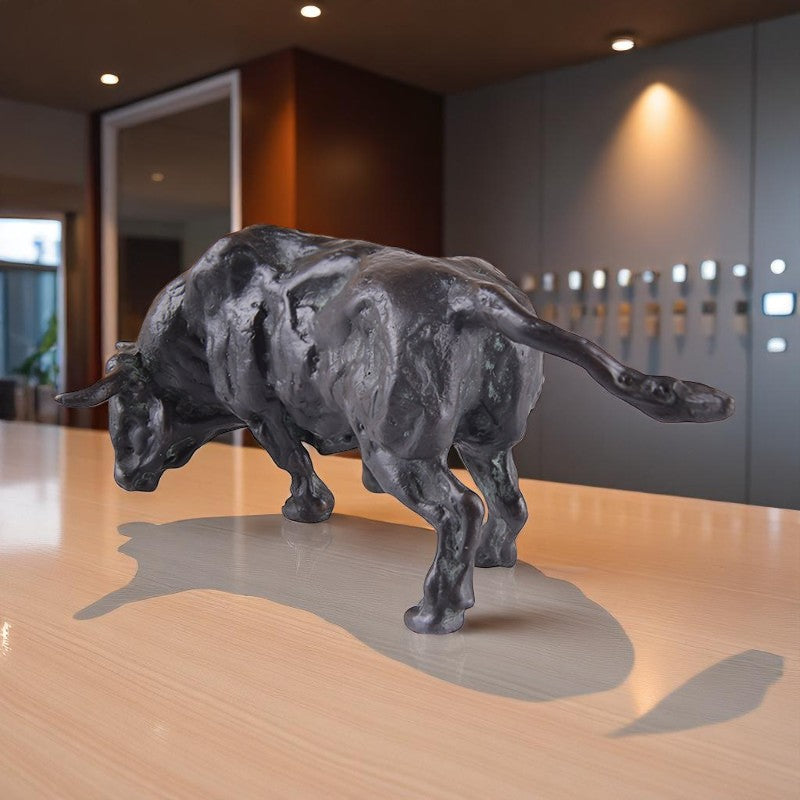Grazing Bull in Bronze