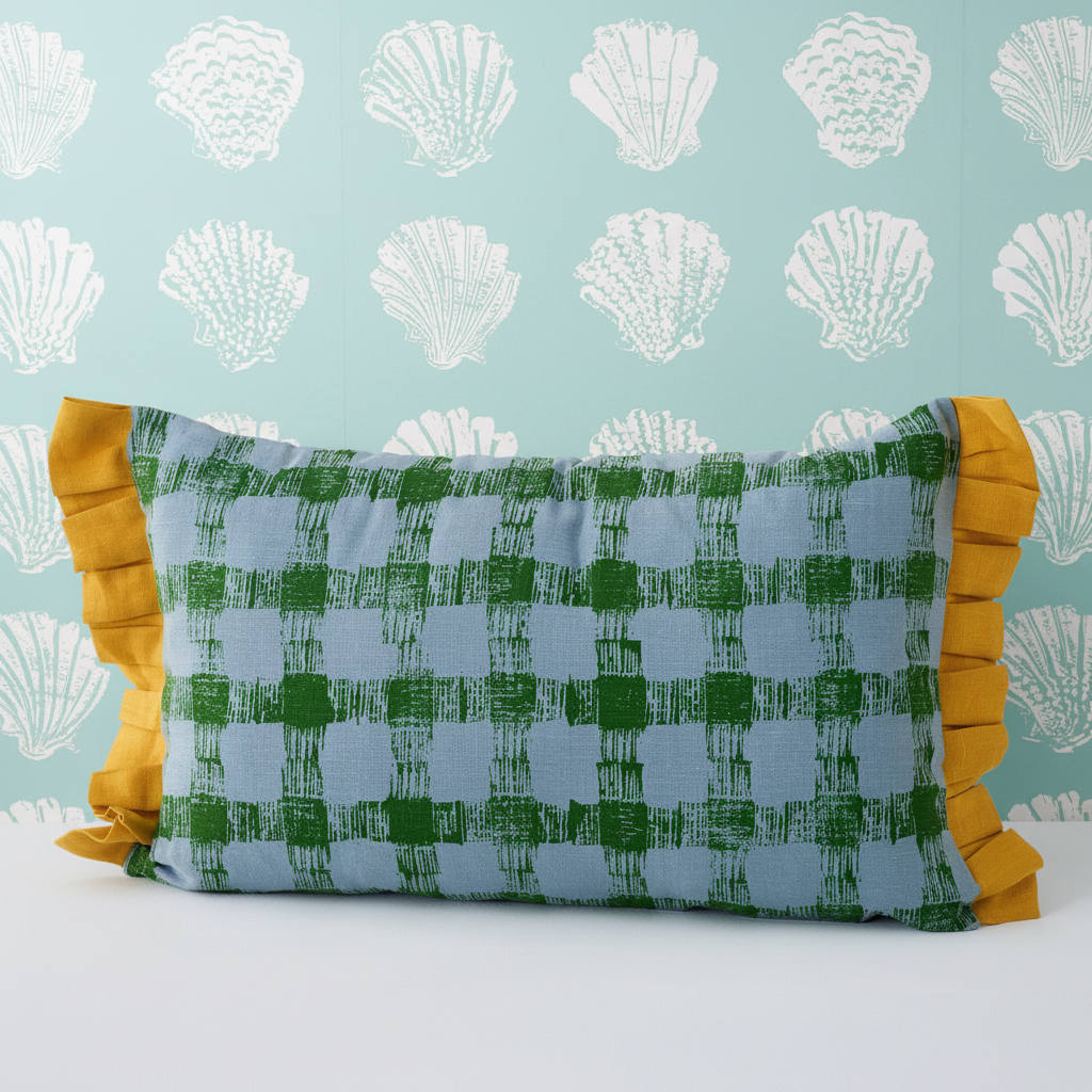 Picnic Cushion Field – Pilgrim Aqua Wallpaper