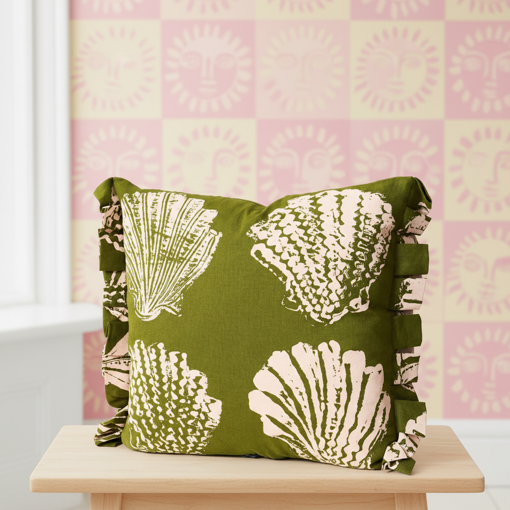 Pilgrim Cushion Olive Grove – Sunne Border Sherbet Wallpaper