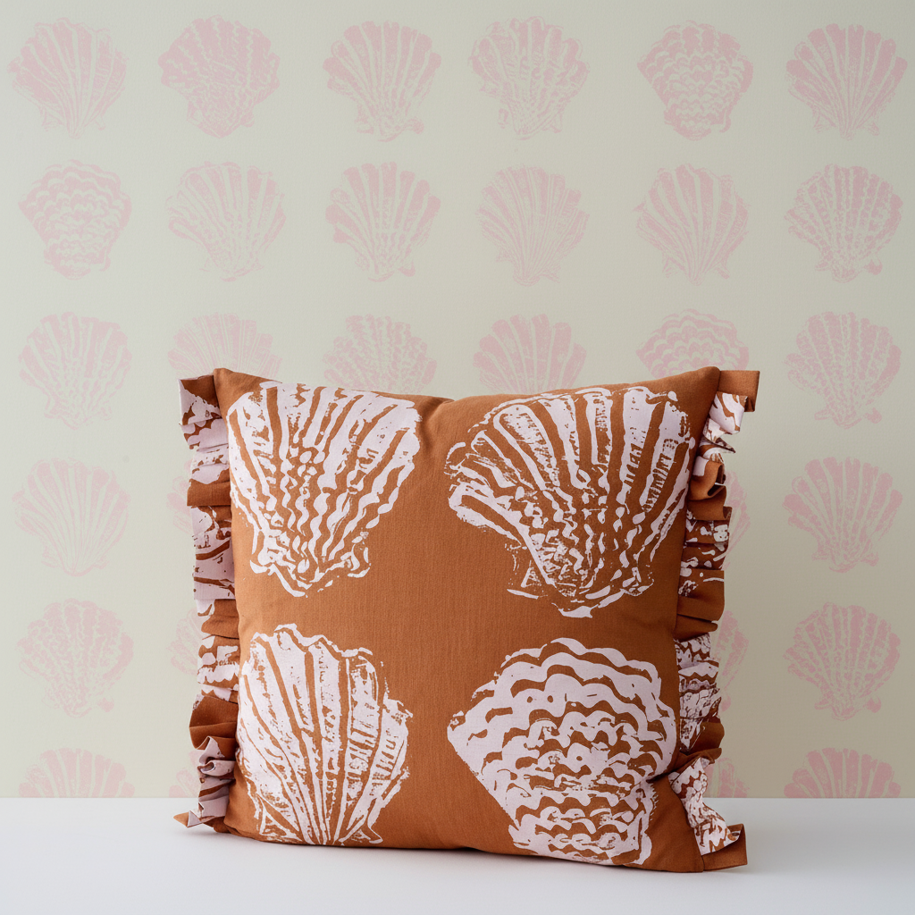Pilgrim Cushion Terracotta – Pilgrim Marshmallow Wallpaper