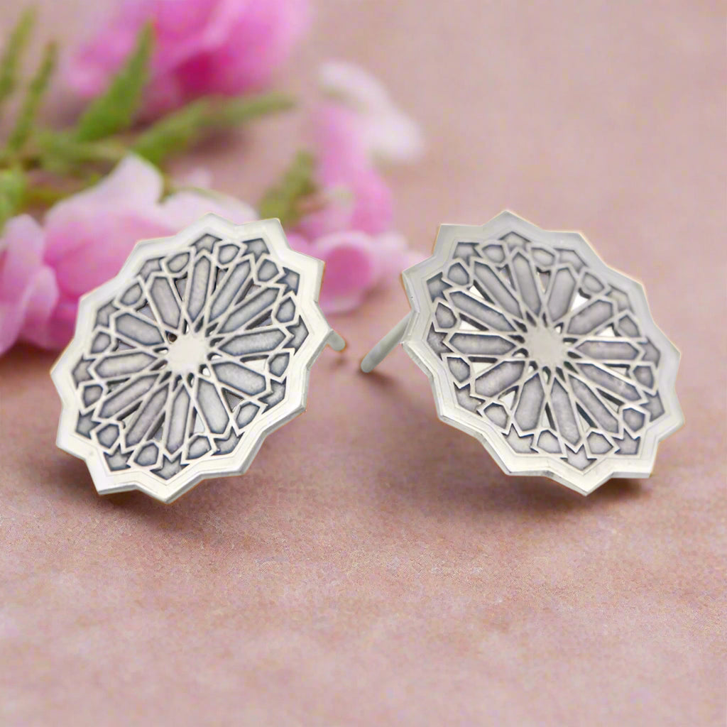 Sterling Silver Studs Earrings Estrella Xxl