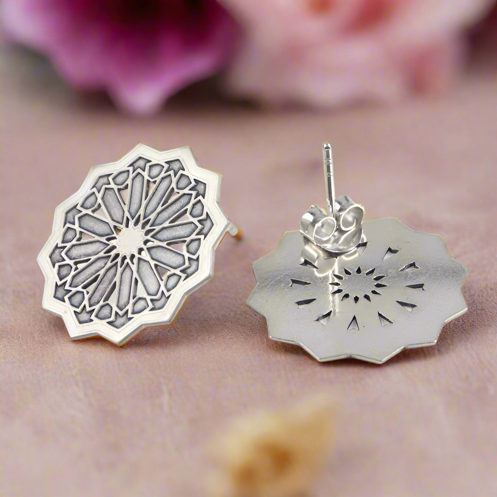 Sterling Silver Studs Earrings Estrella Xxl