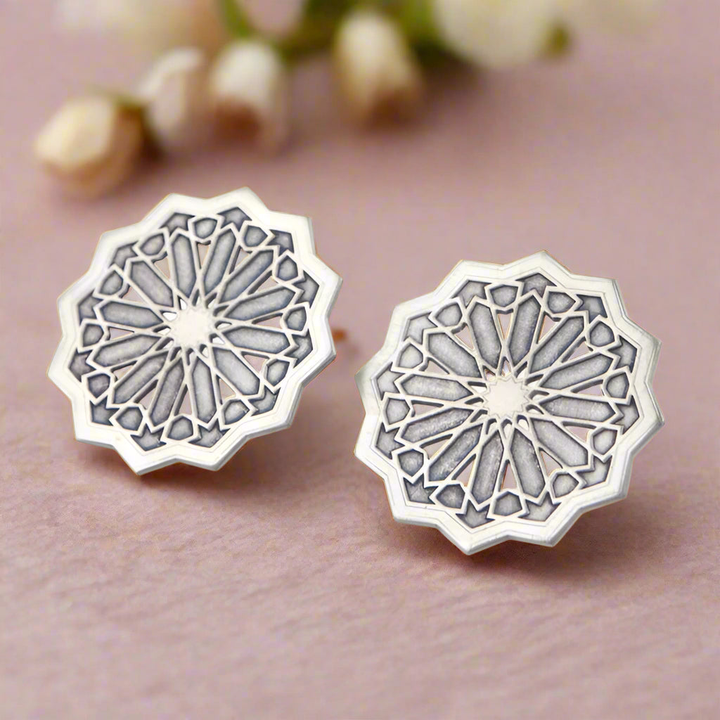 Sterling Silver Studs Earrings Estrella Xxl