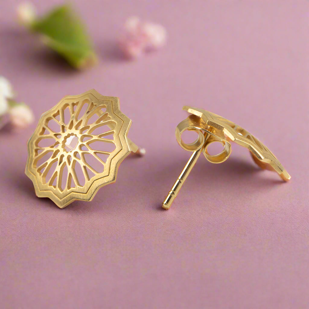 Gold Plated Sterling Silver Stud Earrings Estrella