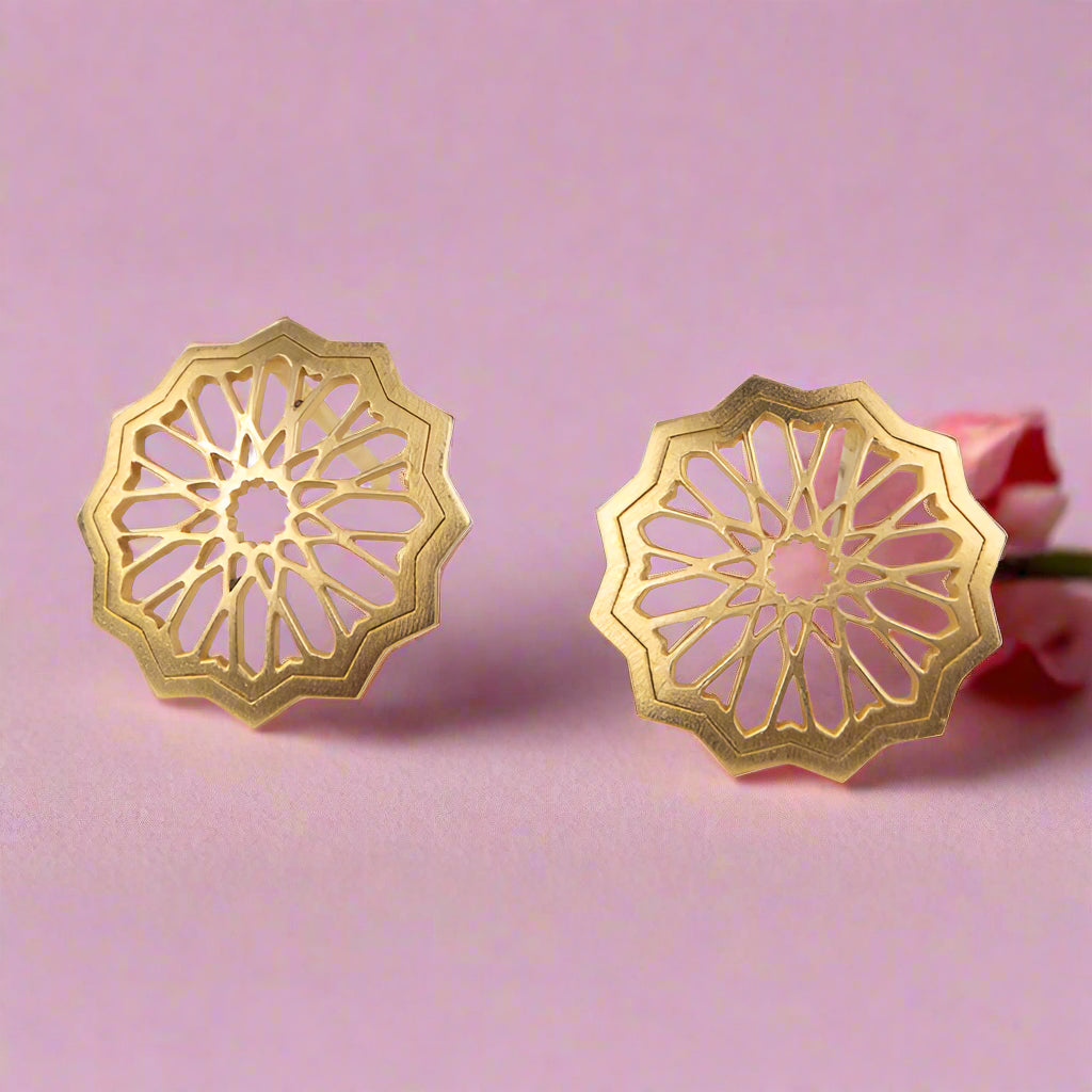 Gold Plated Sterling Silver Stud Earrings Estrella