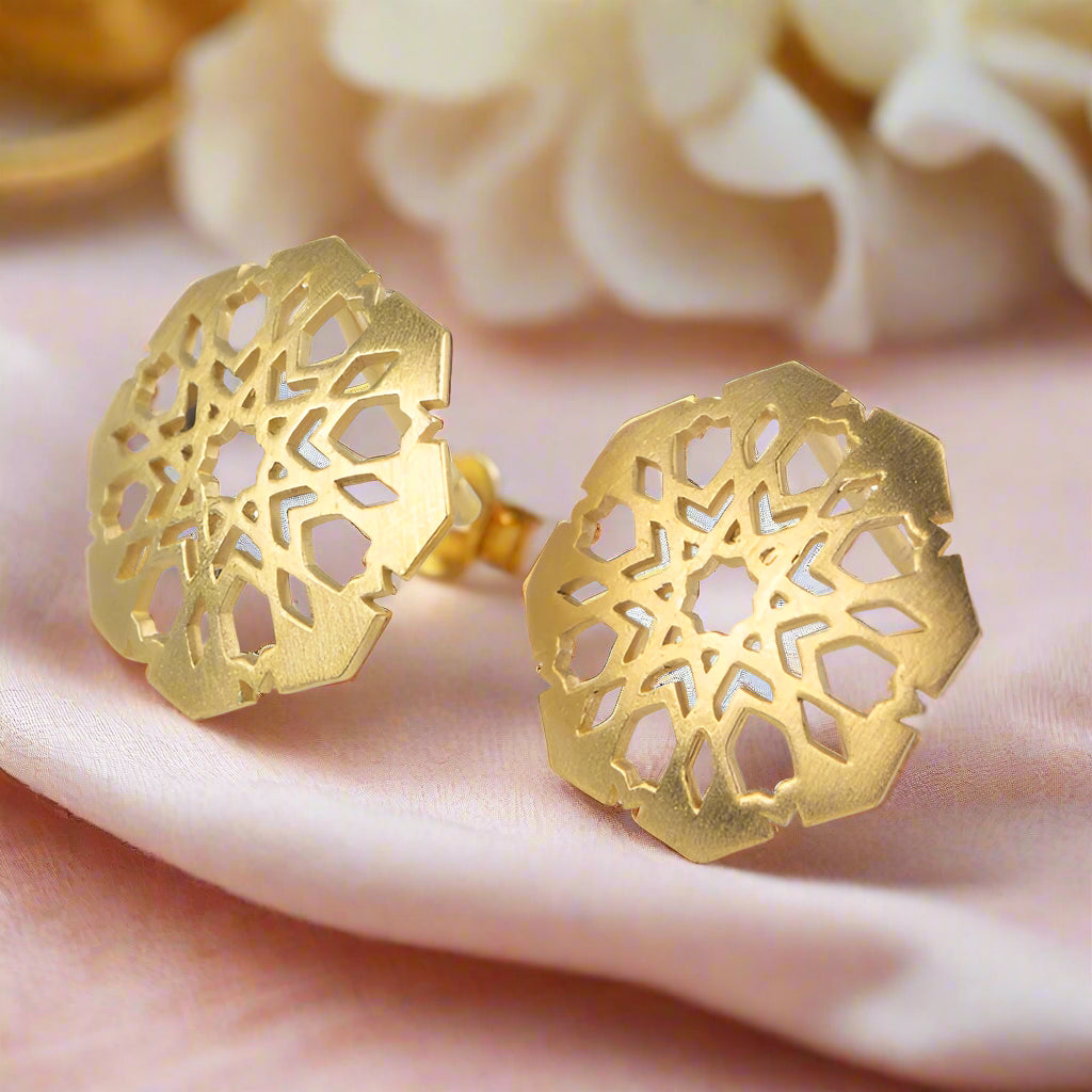 Gold Plated Sterling Silver Stud Earrings Mudejar