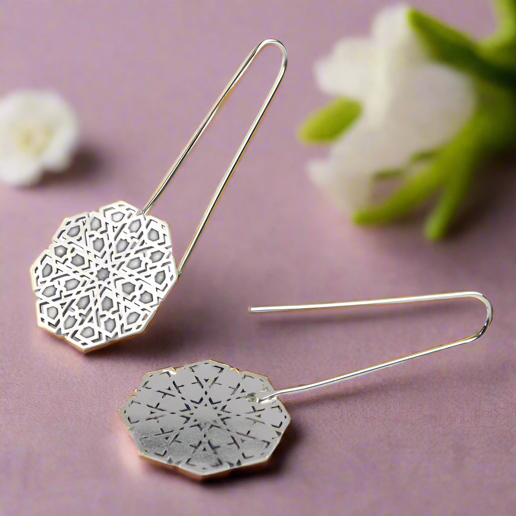 Stearling Silver Earrings Mudéjar Long Hook