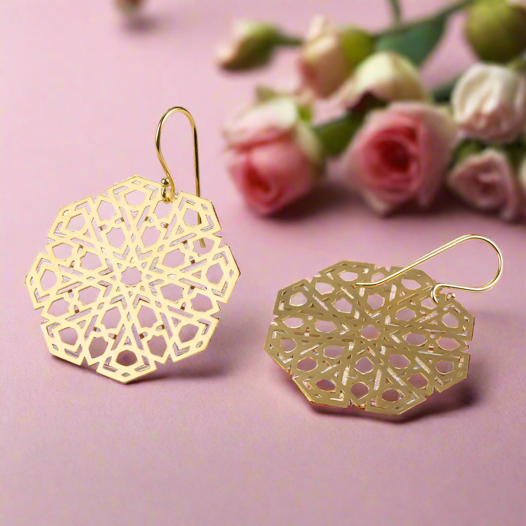 Gold Plated Sterling Silver Earrings Mudejar Big