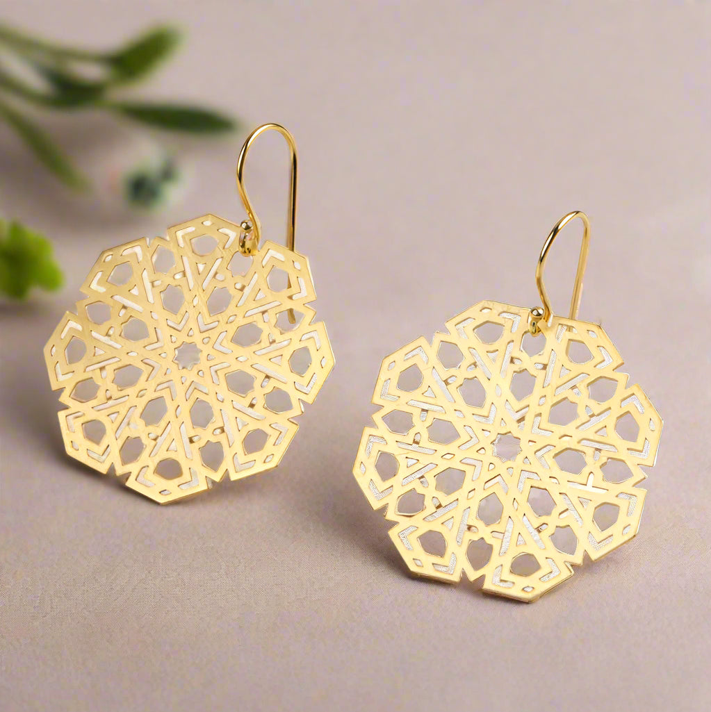 Gold Plated Sterling Silver Earrings Mudejar Big