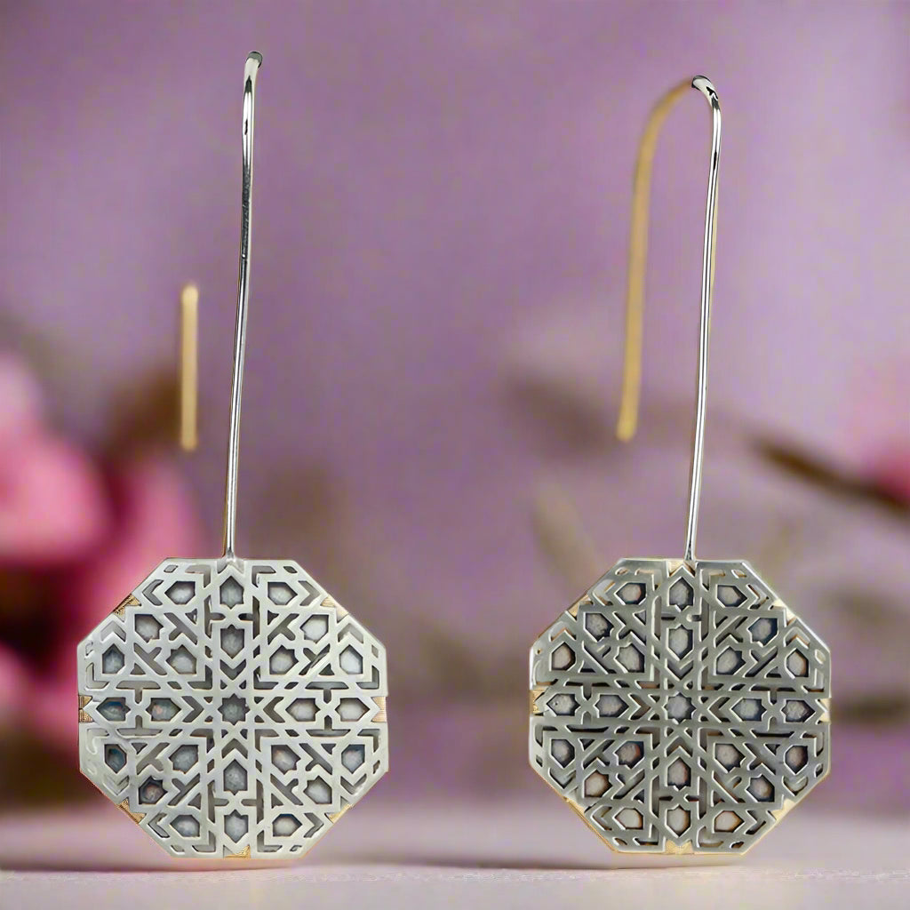 Stearling Silver Earrings Mudéjar Long Hook