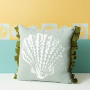 Single Pilgrim Cushion Aqua – Sunne Border Bright Day Wallpaper