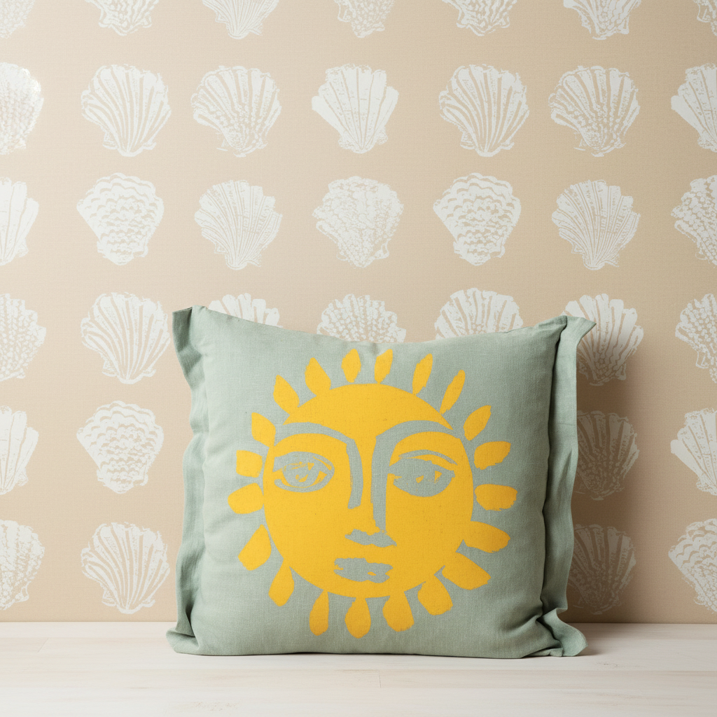 Single Sunne Cushion Aqua – Pilgrim Natural Wallpaper