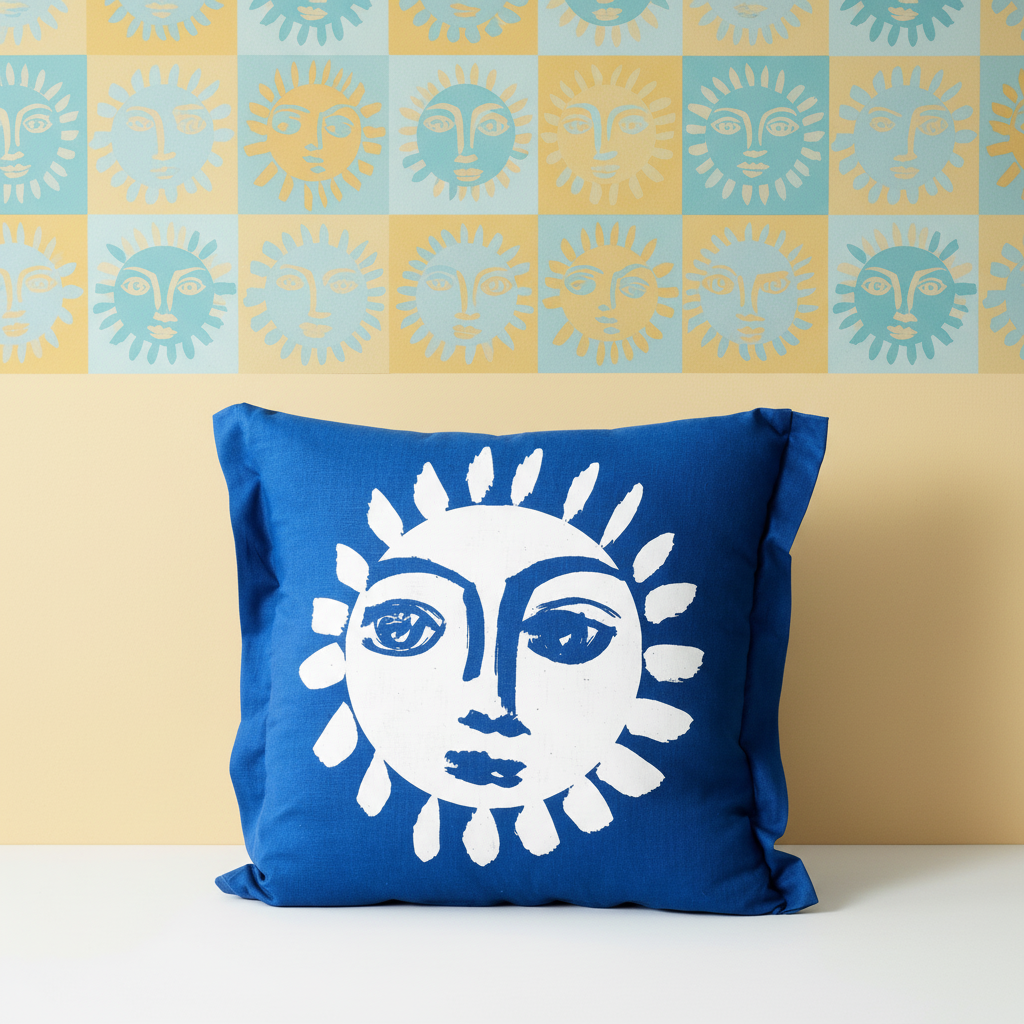 Single Sunne Cushion Azure – Sunne Border Bright Day Wallpaper