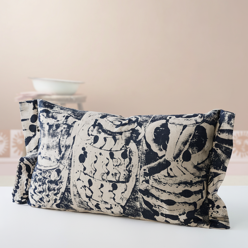 Taverna Bolster Navy – Sunne Border Sherbet Wallpaper