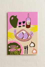 Vin Roșu greeting card with a warm ivory linen background