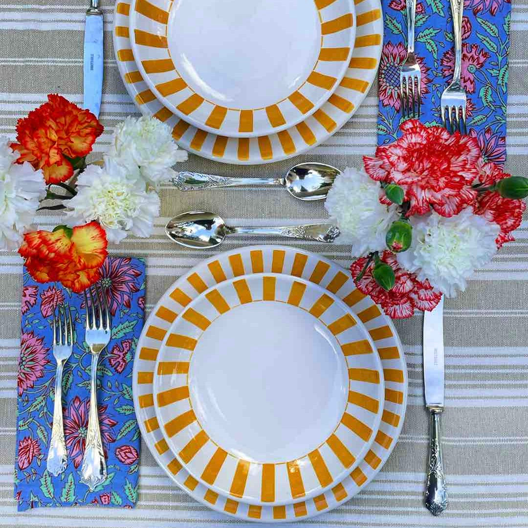 Yellow Stripes Dinner Plate